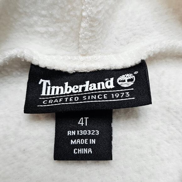 Timberland Hooded Sweatshirt White with Logo 4T FLAW - Picture 6 of 8